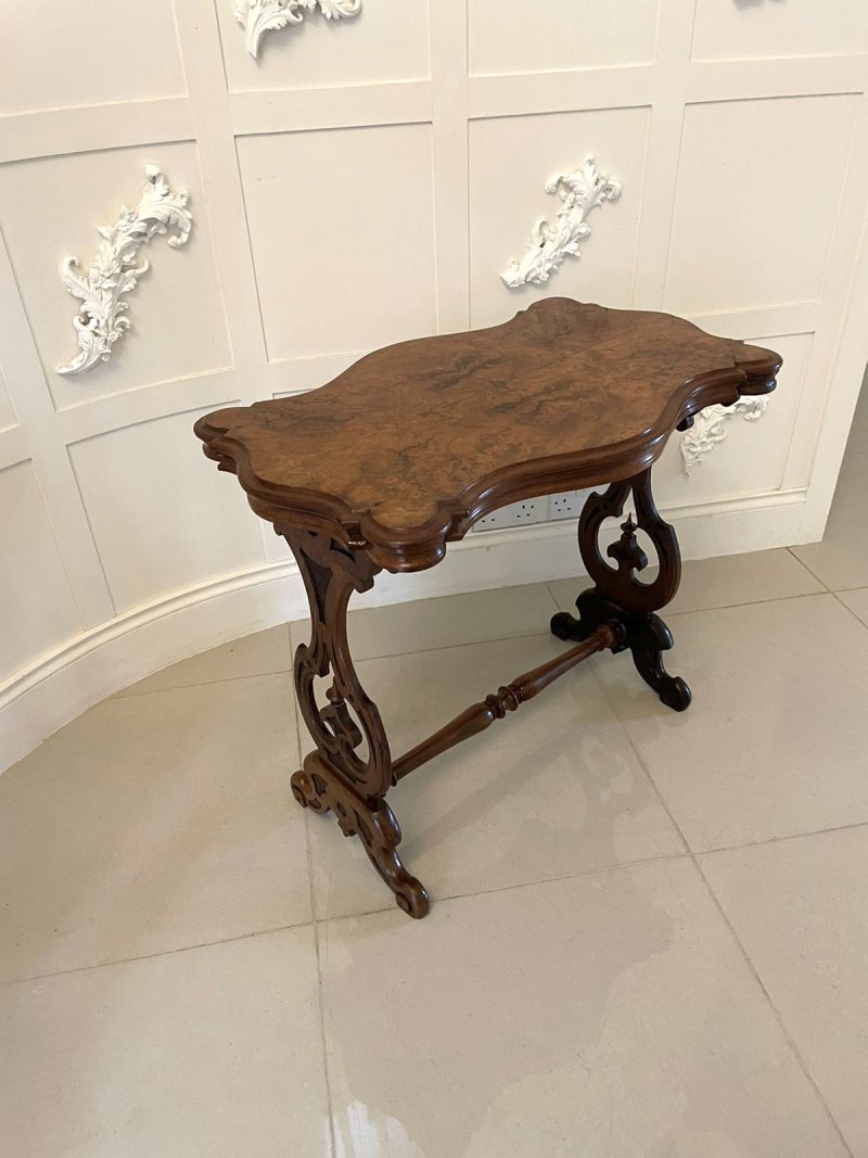 Antique Victorian Quality Burr Walnut Shaped Centre Table